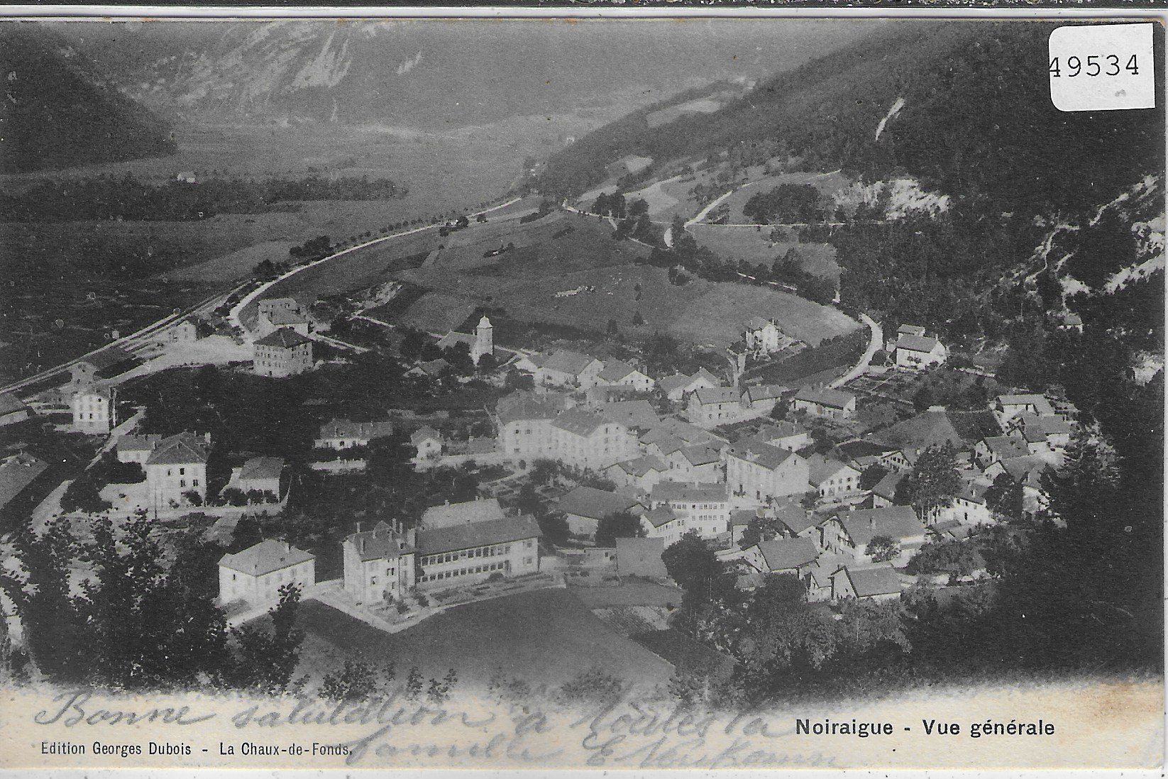 Cartoline postali: Noiraigue - Vue generale – Usato da Ettingen venduto da Kartenplanet