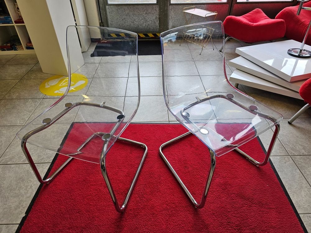 2x IKEA Tobias Chair Carl Öjerstam Acryl Freischwinger Stuhl Kaufen