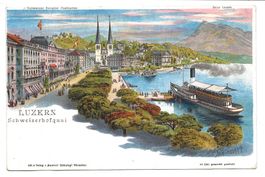 Luzern - Schweizerhofquai - Schlumpf-Litho Nr. 2027  um 1900