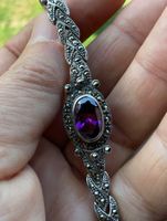 Vintage Armband 925 Silber Markasit & synth. Amethyst 💜