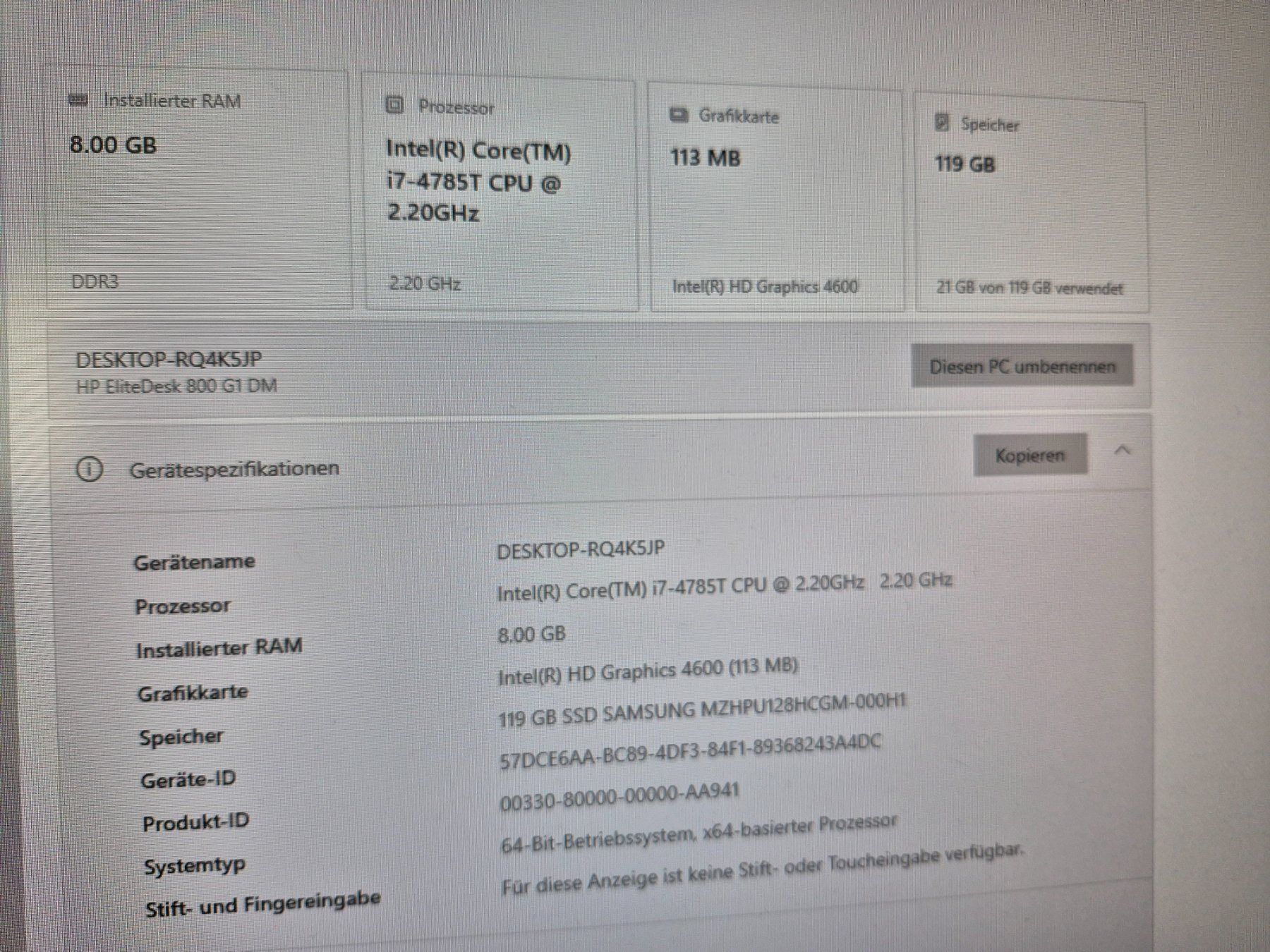Hewlett Packard PC: HP EliteDesk Mini PC Intel Core i7 Windows 10 – Usato da Rüti b. Lyssach venduto da Fidi4 3