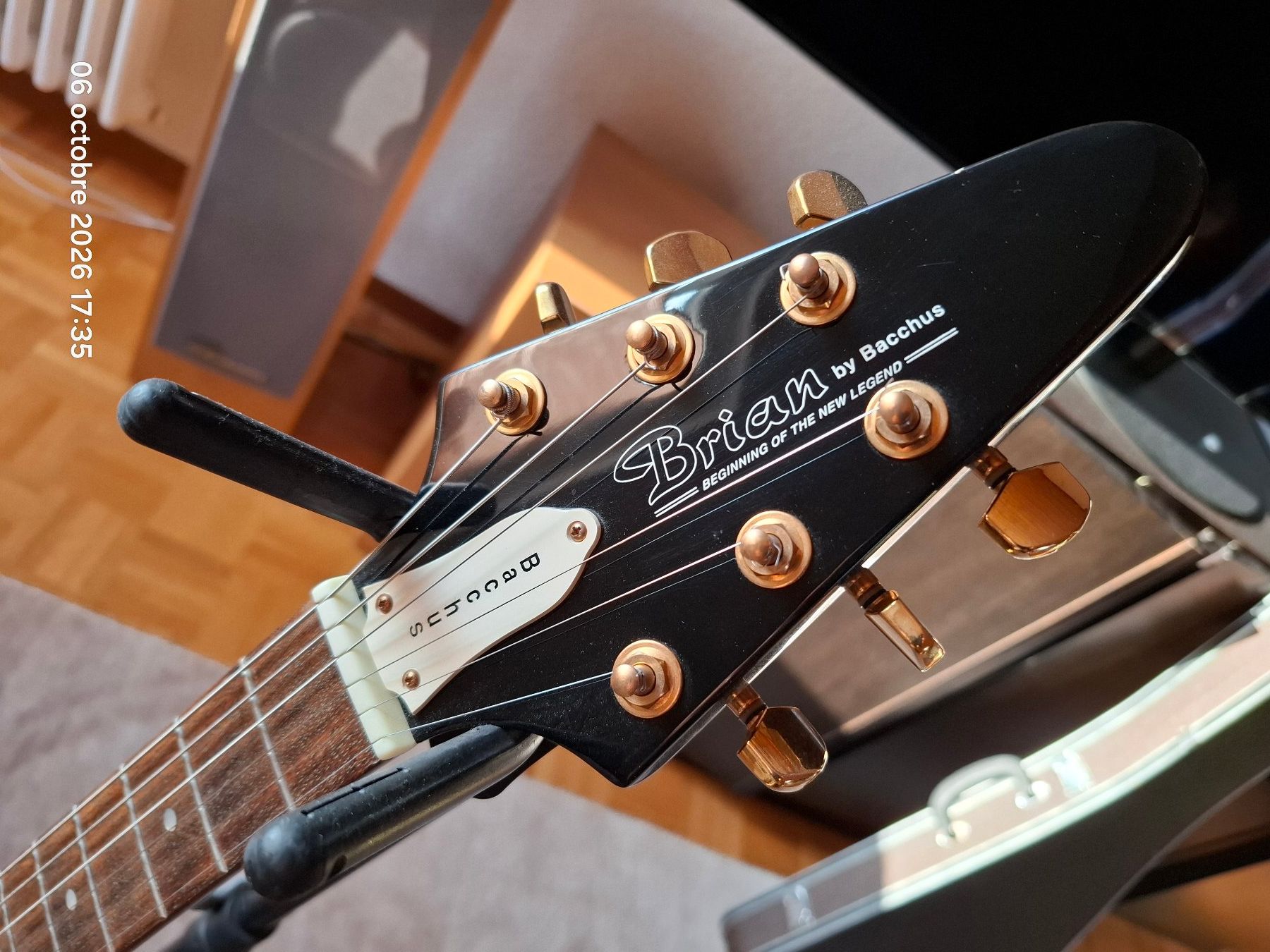 Strumenti musicali: Brian by Bacchus Flying V Black / Gold + coffre + câble – Usato da Yverdon-les-Bains venduto da Dan00 1
