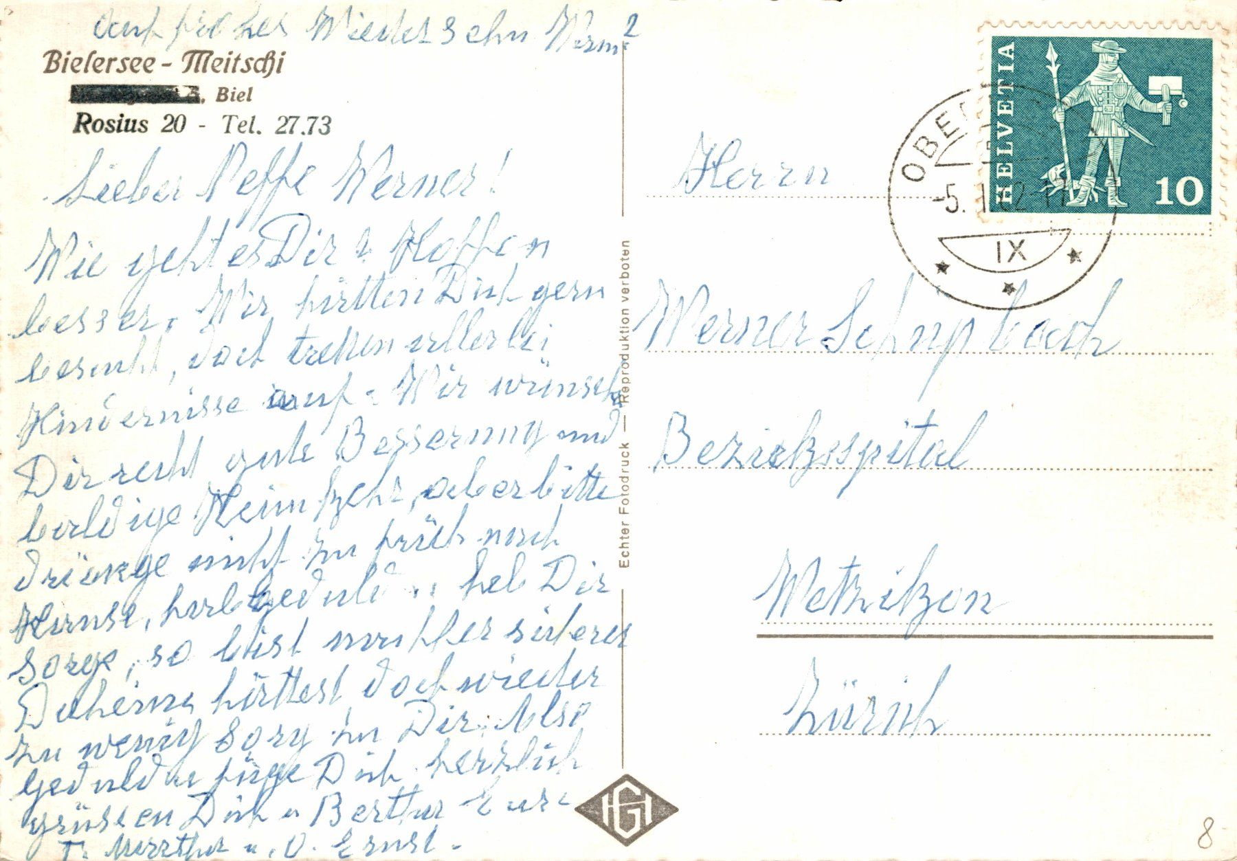 Cartoline postali: Bielersee Meitschi, Biel – Usato da Bronschhofen venduto da Astore 1