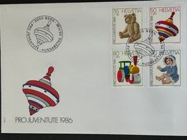 🤸🎠 FDC Pro Juventute Satz 1986 KinderSpielzeuge Nr.298-301