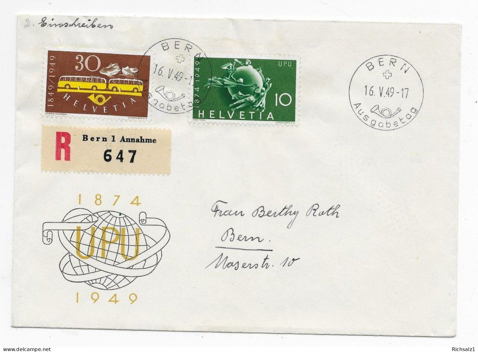 Alle Briefmarken: FDC 1949 Deutsch – Gebraucht aus Hefenhofen von Richsalz