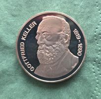 GEDENKMÜNZE 5 FRANKEN,  GOTTFRIED KELLER 1990