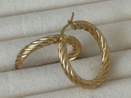 Luxus Elegante Creolen Edelstahl Ohrstecker Farbe Gold