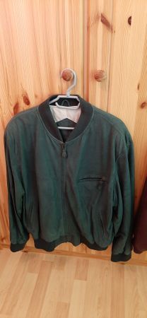 Herren Velour - Lederjacke, grün, Gr.50
