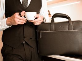 Laptoptasche aus echtem Leder, schwarz