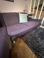 Ecksofa lila Stoff Leder