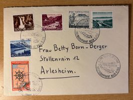Pro Patria Satzbrief 1954 Nr. 66-70, Stempel Rheinschiffahrt