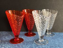 Glas KUNSTSTOFF Becher Eisbecher Coupeglas Camping 4Stk