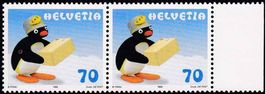 1999, Pingu Nr. 987 postfr.**, Abart: Fleck im Pelz, Attest.