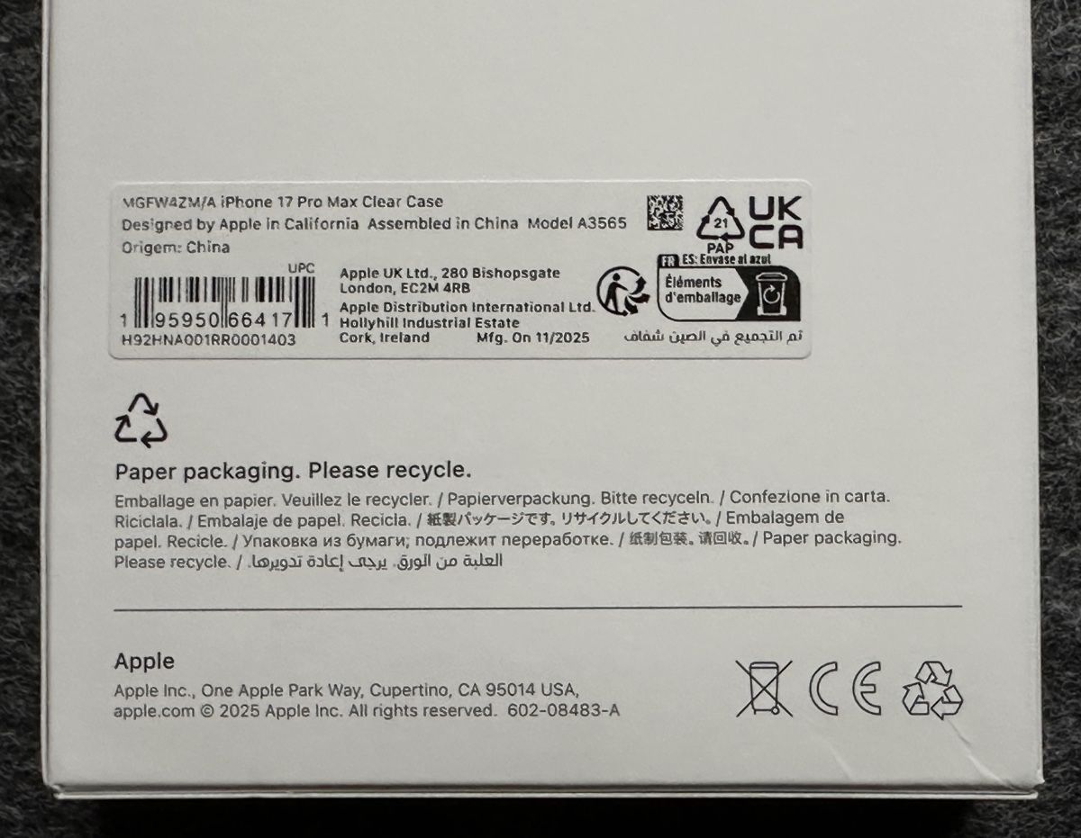Apple Telefoni cellulari / Smartphones: Apple Clear Case iPhone 17 Pro Max NEU/OVP – Nuovo e nell'imballaggio originale da Bremgarten AG venduto da vom_ss66 7