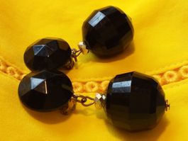 Vintage schicke schwarze Ohrclips, ca 1940
