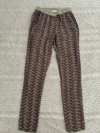 Mason's Pants Viscose Size 38 Brown Blue Pattern