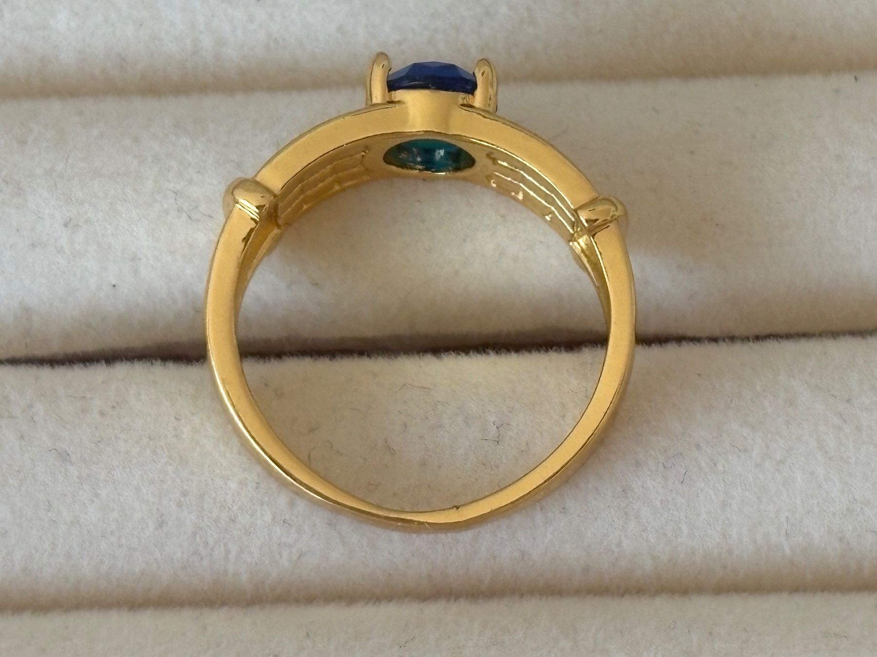 Anelli: Luxus Elegante Gr.19/9 Ring Farbe:  Gold/ blau – Nuovo (secondo la descrizione) da Biel-Bienne venduto da Roserosse13 6
