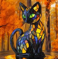 Mosaikkatzenlampe mit warmem Licht