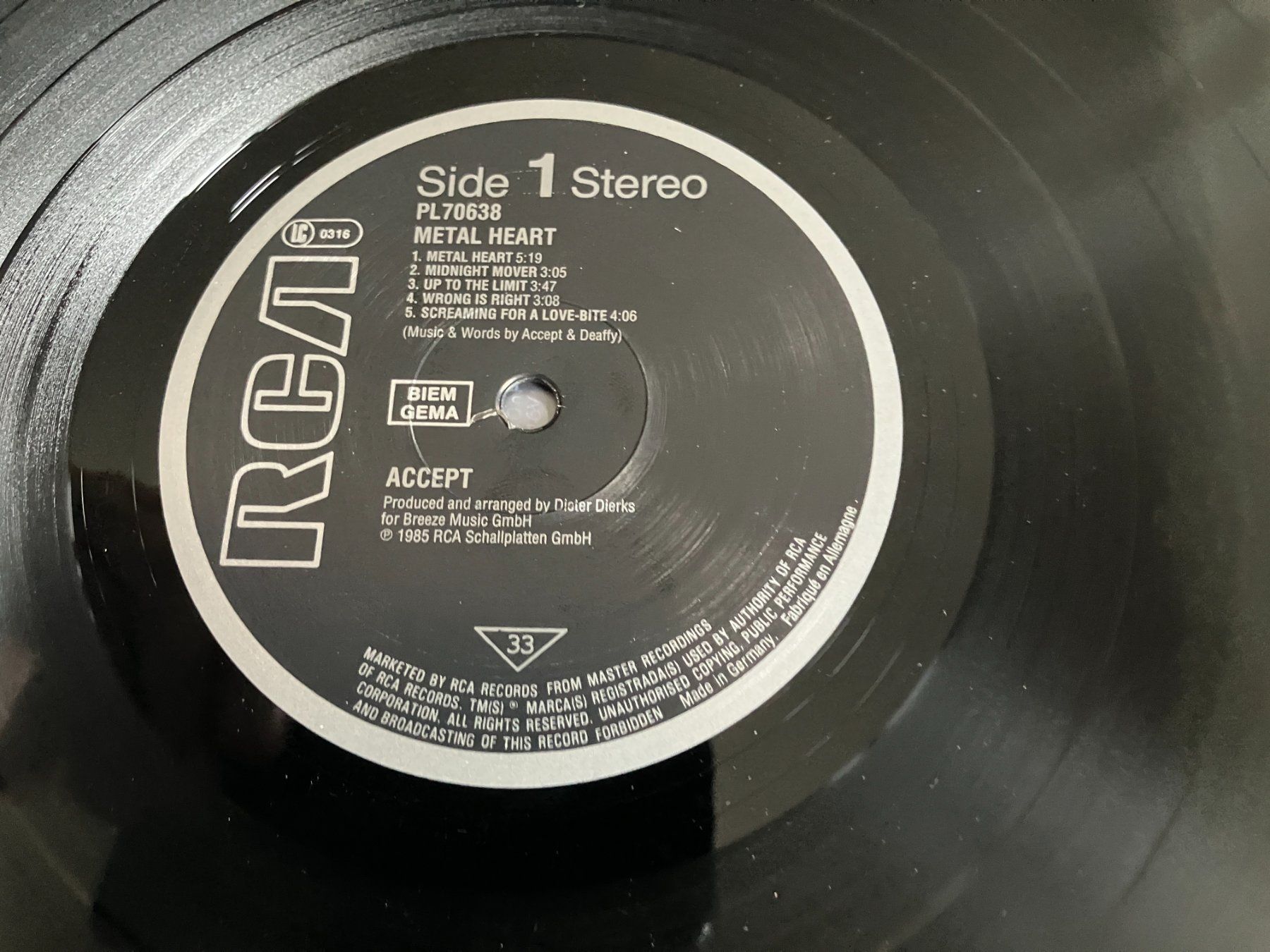 Dischi in vinile: Accept – Usato da Aarwangen venduto da Jukebox3 7