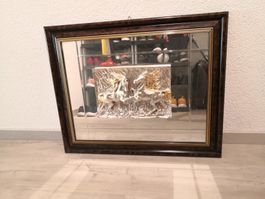 🤩SPIEGELBILD MIT SILBER-GOLD PFERDEMOTIV, UNIKAT