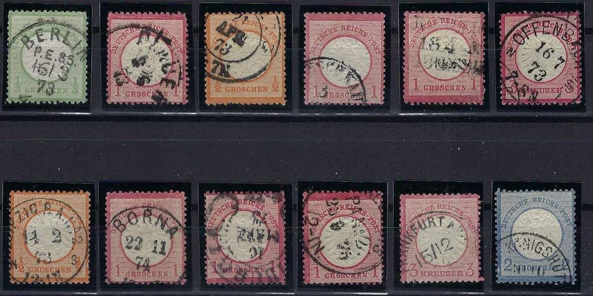Tutti i francobolli: Deutsches Reich 1872 Schild, verschiedene Werte gest. – Usato da Hitzkirch venduto da walti1959