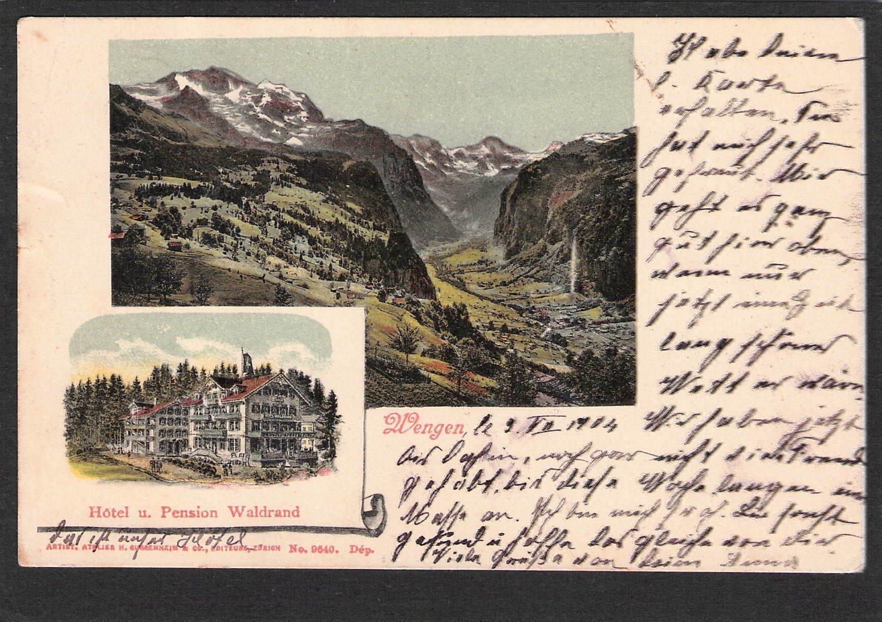 Cartoline postali: AK/BE Wengen,Hotel Pens. Waldrand , 1904 – Usato da Reichenburg venduto da Pipo-67