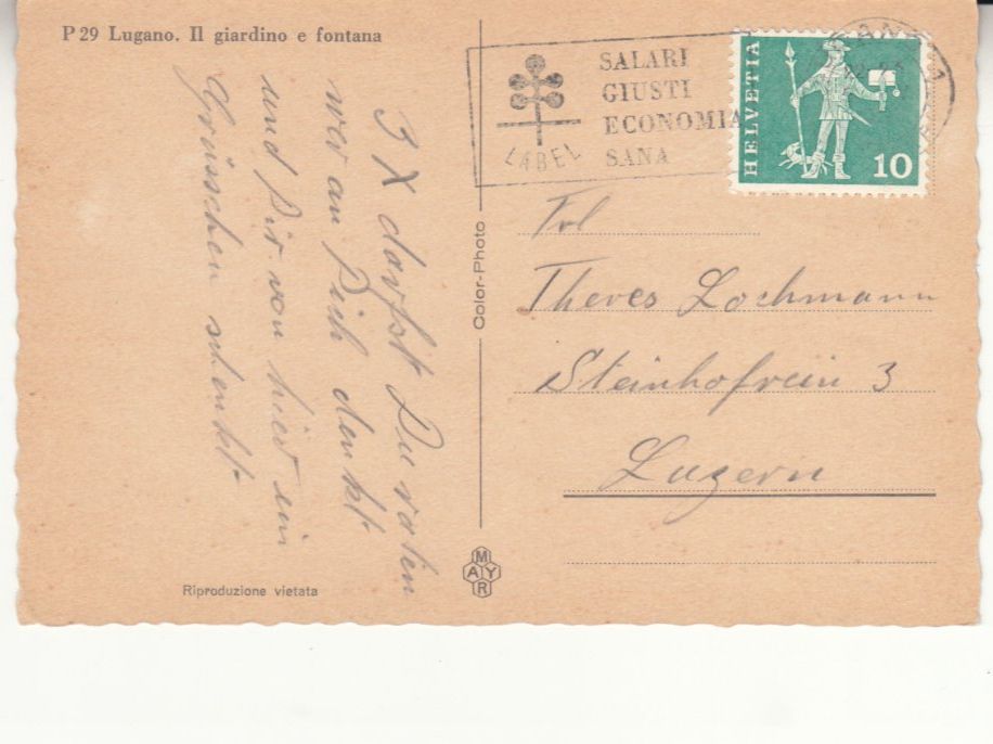 Cartoline postali: Lugano ca. 1960 – Usato da Bürglen TG venduto da StampGraf 1