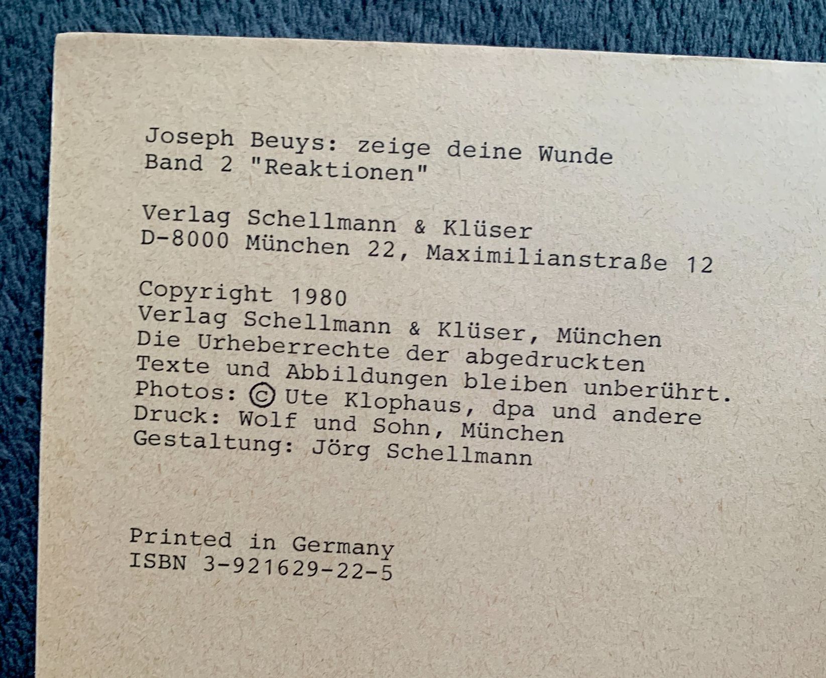 Libri: Joseph Beuys -zeige deine Wunde – Usato da Regensdorf venduto da JoergR 7