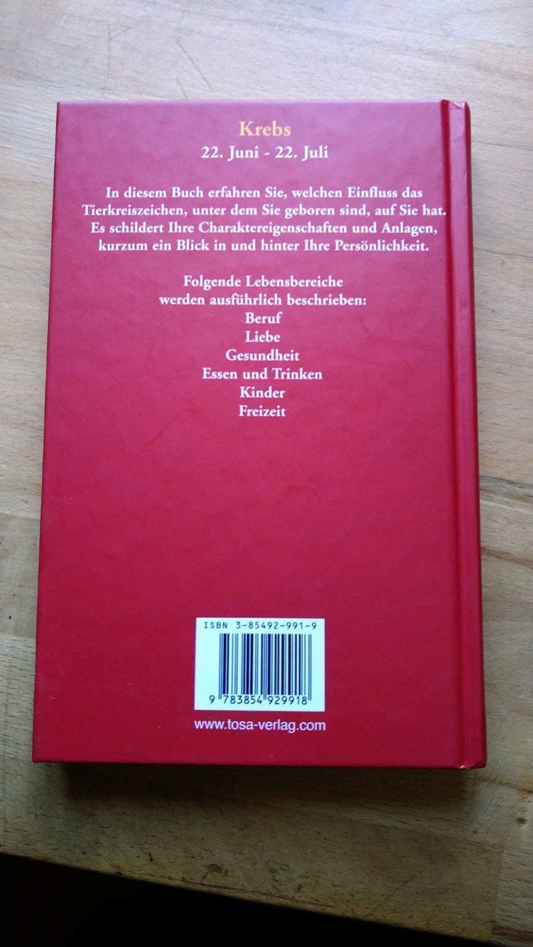 Libri: Buch Krebs 22.Juni-22.Juli – Usato da Gelterkinden venduto da martinom 1