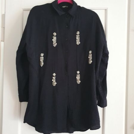 Chic! Wunderschön chemise schwarz Tunika strassstein schwarz