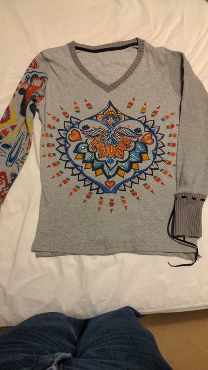 Pull Desigual Femme – Noir Argenté, Clous Et Imprimé – Taille M