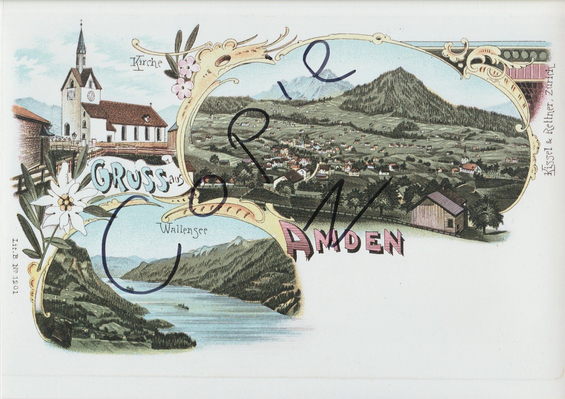 Cartoline postali: Gruss aus Amden - (um 1900) – Usato da Fällanden venduto da Blausegelfliege