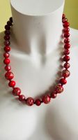 ORGINAL MURRINA MURANO GLASPERLENKETTE  ROT MIT BLATTGOLD