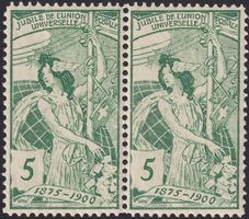 77A, ** postfrische PAAR UPU-Marken 5c (grün), Kat: 380.-+
