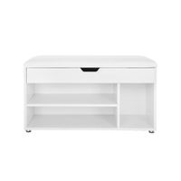 Gepolsterte Schuhbank 3 Fächer Weiss