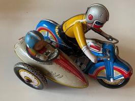 Blechspielzeug Motorrad mit Beiwagen gebraucht Zustand
