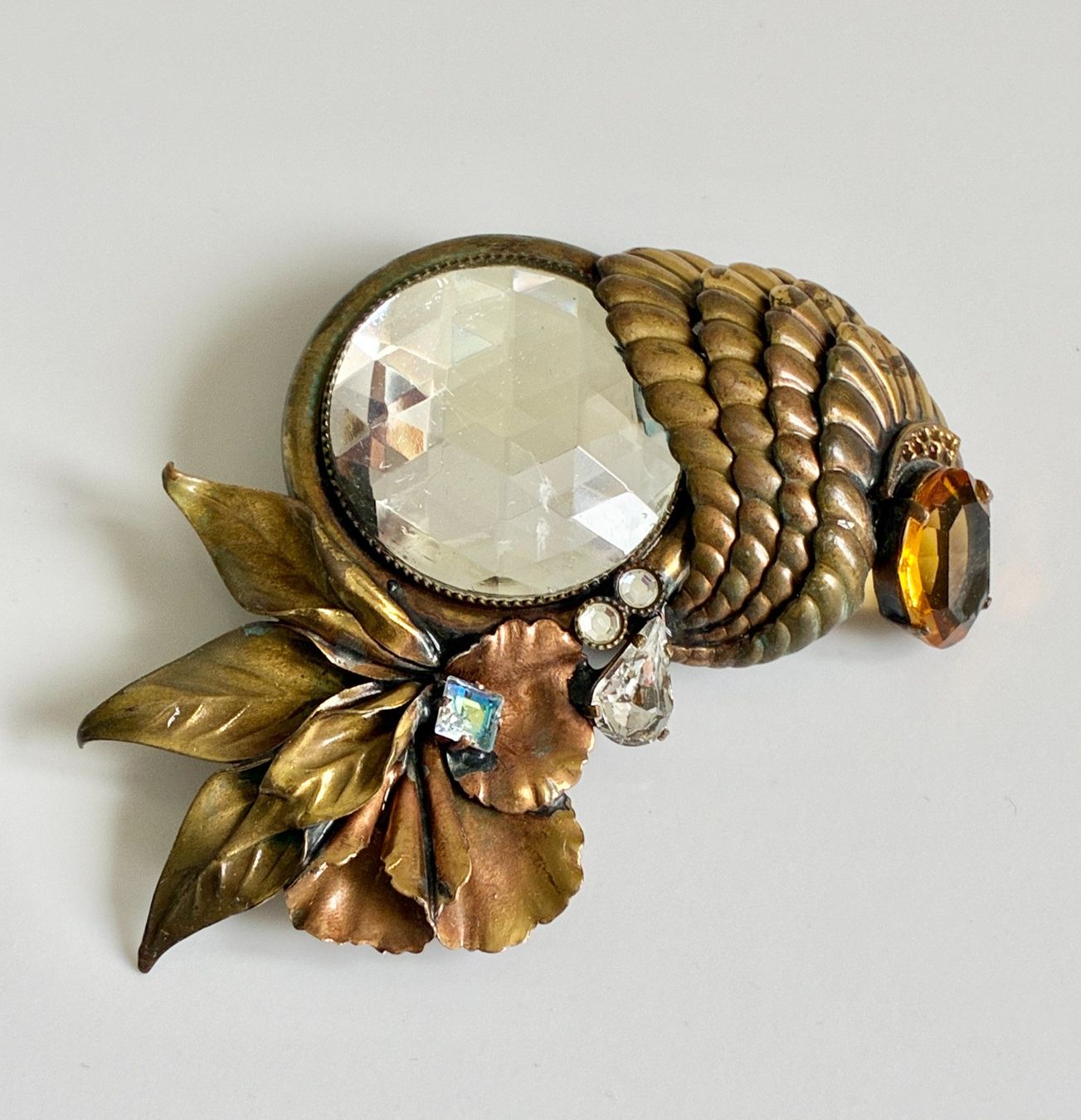 Spille & Fermagli: Antiker Modeschmuck Armspange/Brosche Messing m. Glassteinen – Usato da Kloten venduto da Nephty 3