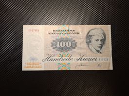 Banknote 100 Kroner Dänemark 1972 Serie A.