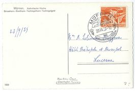 1959 Ansichtskarte von Mürren mit passendem Kurortstempel