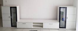 TV-Möbel Set weiss Hochglanz Vitrine Sideboard Kommode Sc...