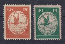 Deutsches Reich 1912: Flugpost 20 Pf. * / 30 Pf. **