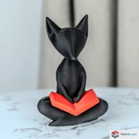 Meditative Fox Sculpture – Book Lover’s Design - 3D Printed