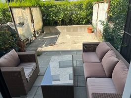 Gartenlounge-Set (3-Sitzer Sofa, Sessel & Glastisch)