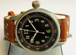 Vintage Fliegeruhr, Handaufzug, Lederarmband, Top Zustand!