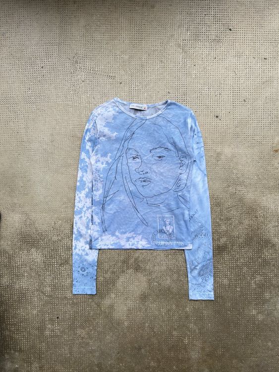 TEE SHIRT TOP imprimé voile mesh COP COPINE KAOLIN T.2 36/38 Vintage 2000's EUR 49,00 - FR