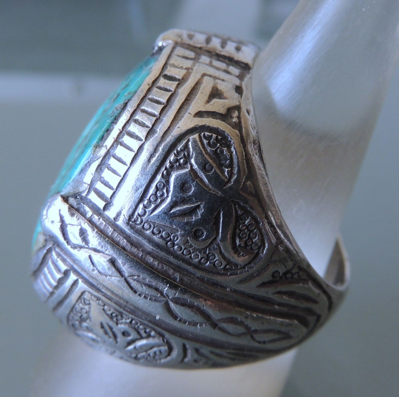 Ringe: Silber 800 Türkis Intaglio Fingerring Gr. 58 – Gebraucht aus Waldenburg von schaller707 2
