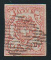1851, Rayon 15Rp. gr. Wertziffer, Seidenpapier 20.1.01