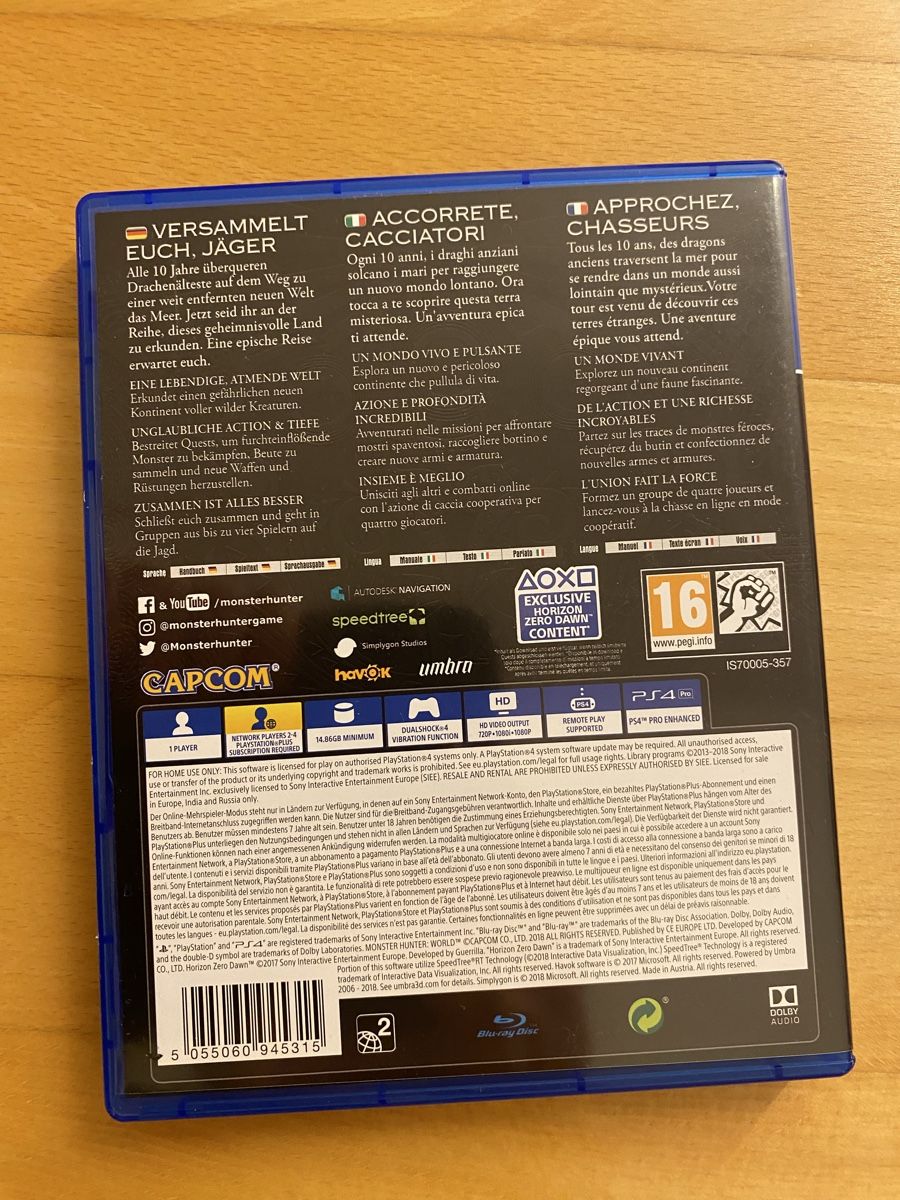 Capcom Giochi: Monster Hunter World - PS4 - neuwertig – Nuovo (secondo la descrizione) da Erlenbach ZH venduto da bob_n5hk 1