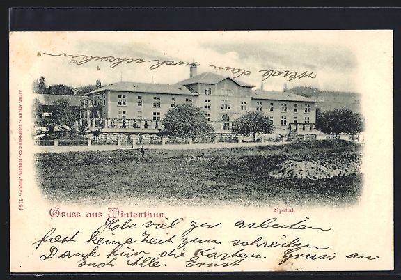 Ansichtskarten: Winterthur, Spital mit Strasse von einer – Gebraucht aus Berlin von bartko-reher