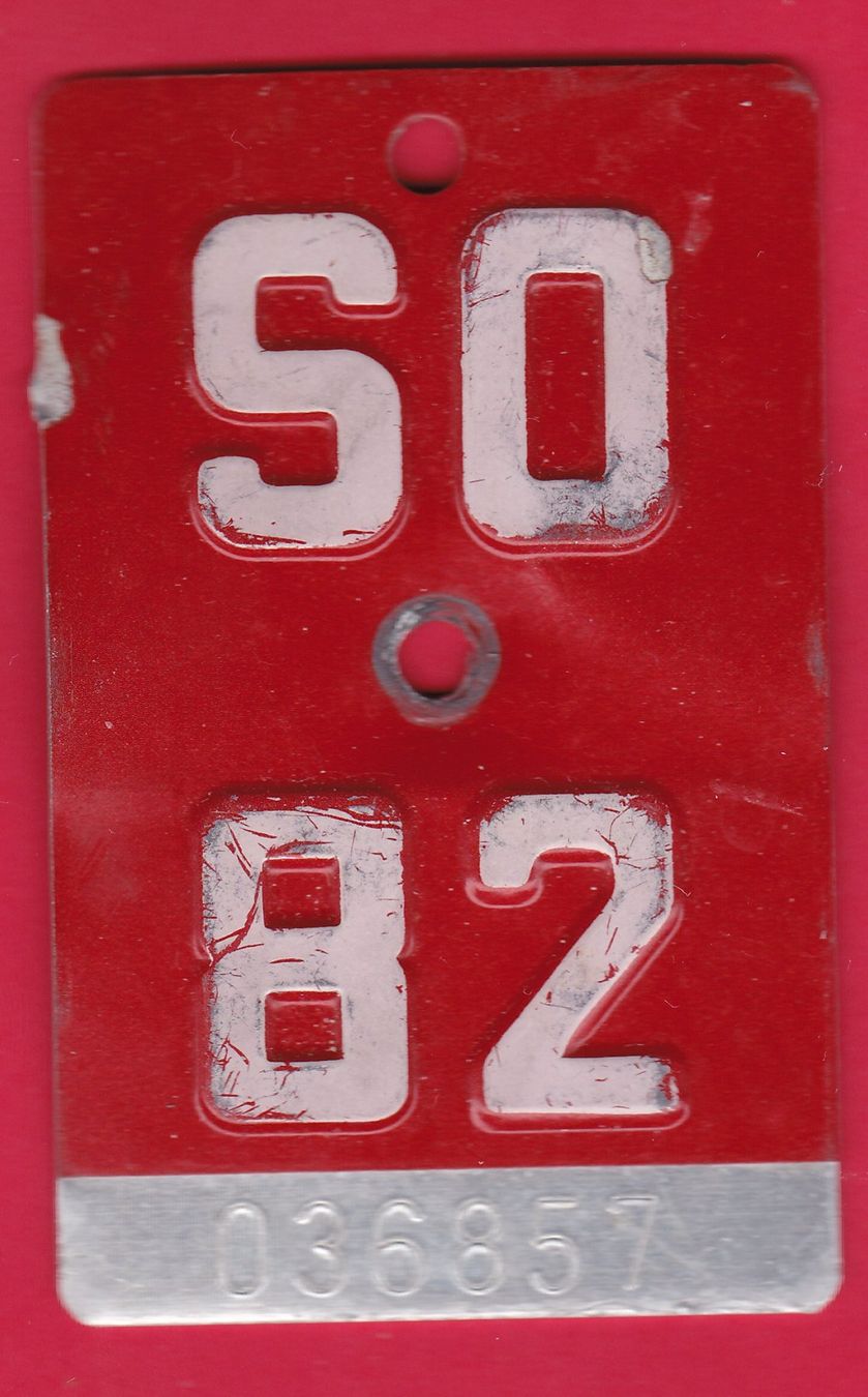 Insegne: VELONUMMER / FAHRRADSCHILD, SO 82 – Usato da Oberrieden venduto da Gebirgsstelze